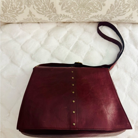 Nordstrom Handbags - Nordstrom Burgundy Leather Shoulder Bag with Studs Adjusts to crossbody